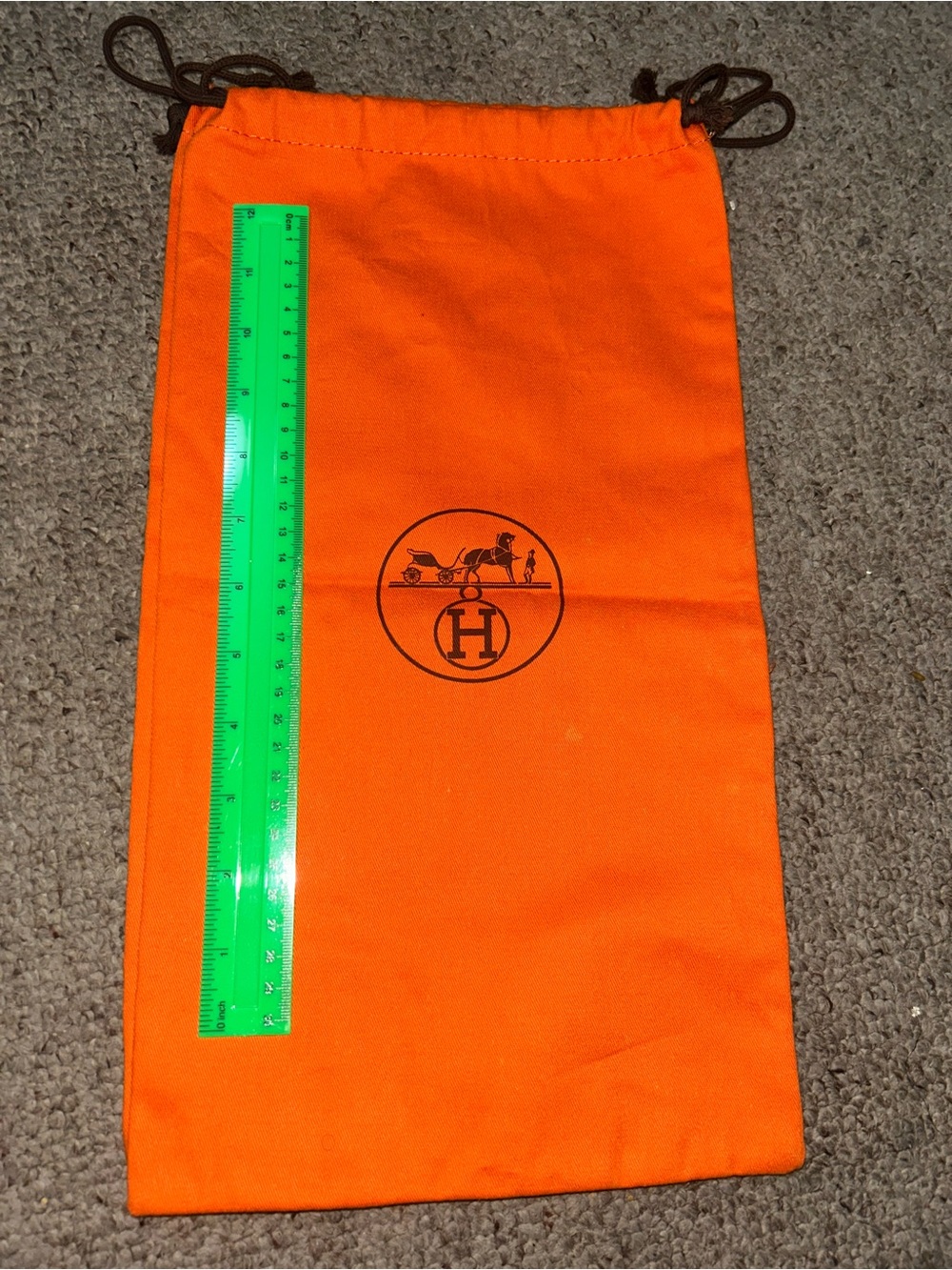 Authentic Vintage HERMES Orange Canvas Drawstring Dust Bag Single 8 x 15.5 Tall